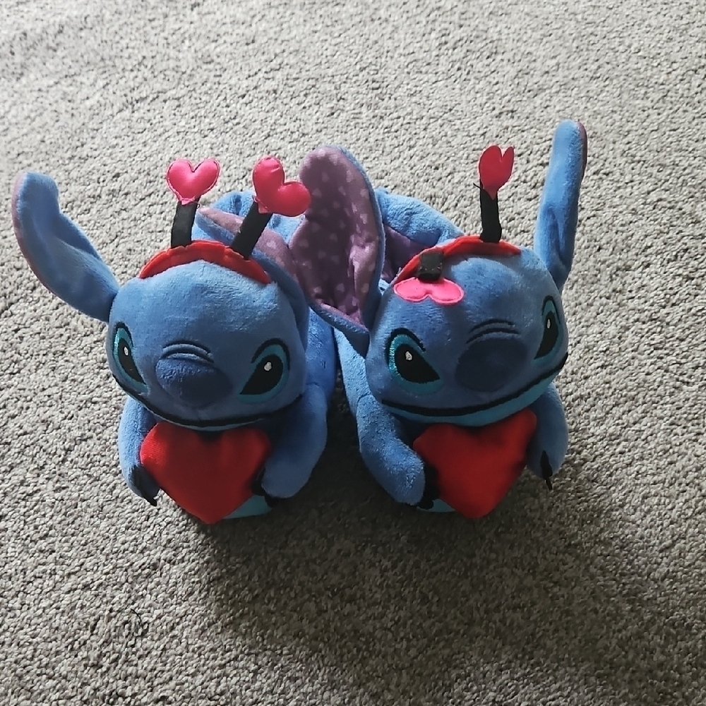 Cute Blue Character Slippers with Hearts